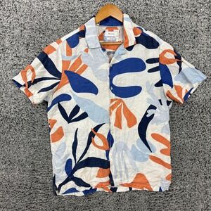 Porter & Ash Shirt Mens Large Multicolor Linen Floral Hawaiian Button Tropical